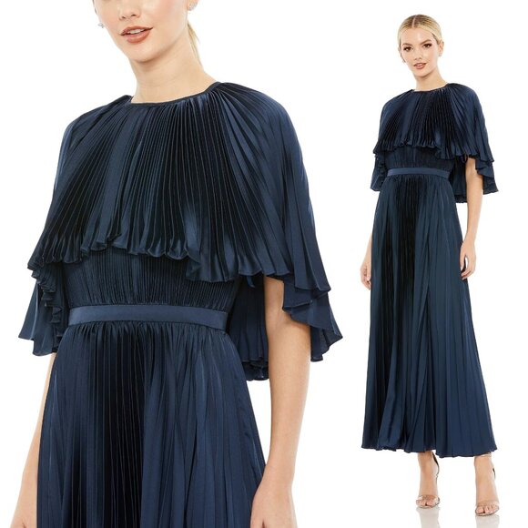 MAC DUGGALPLEATED CAPLET TEA LENGTH DRESS 49638